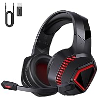 gmrpwnage Wireless Gaming Headset for PS5, PS4, Mac, Switch, PC - 2.4GHz Wireless Gaming Headphones, Bluetooth 5.2 - Adjustable Noise Canceling Microphone - 3.5MM Wired Mode for Xbox Series(Red)
