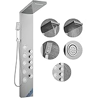 VEVOR Shower Tower, 4 Shower Modes Shower Tower System, Rainfall, Waterfall, 5 Full Body Massage Jets and 3-Setting Handheld Shower Head with 59