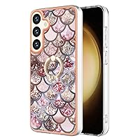 Compatible with Galaxy S24 Plus Skin,TPU IMD Personalized Colorful Scales Gilded Border Slim Phone Case Scratch-Proof Shockproof Back Protective Cover with Ring Holder for Samsung S24+ 5G