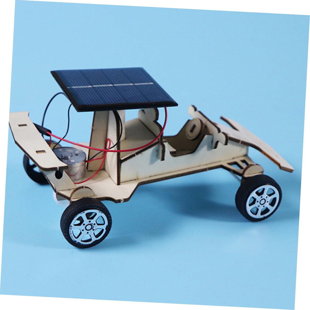 1 Set Assembled Car Toy Wooden Playset Cars Solar Model Car Building Science Kits for Kids Solar Car Kit Children Plaything Kids DIY Plaything Solar Energy Vehicle Pupils Puzzle