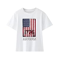 Athletic Apparel Summer Toddler Boys Girls Short Sleeve Independence Day Letter Prints T Shirt Tops Infant Top Boys