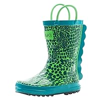 OAKI Kids Waterproof Rubber Rain Boots with Easy-On Handles