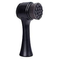 Facial Cleansing Brush 2 in 1, Ooloveminso Face Exfoliating Pore Deep Cleansing Brush, Ultra Fine Soft Bristle Dual Face Wash Brush, Silicone Face Scrubber for Skincare, Black