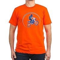 Men's Fitted T-Shirt (Dark) Motocross MX Flying Dirt Bike in Blue