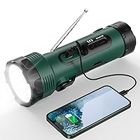 Emergency Weather Radio with 5 Flashlight Modes Raynic 3000 Hand Crank Solar Battery Powerd NOAA Weather Radio with AM/FM, SOS Alarm, Reading Lamp for Home Outdoor Camping (Dark Green)