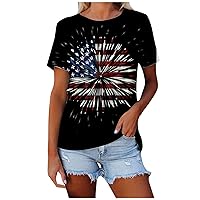 Your Orders Short Sleeve Patriotic Shirts for Women American Flag Novelty Tees 4th of July Outfits USA Red White Blue Graphic Tshirt