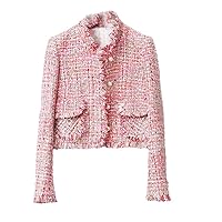 Pink Tweed Jacket - Classic Women's Spring/Autumn/Winter Coat