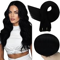 Full Shine Weft Hair Extensions Black Straight Hair Sew In Extensions Soft Real Hair For Women Color Jet Black Human Hair Bundles Weft Human Hair Extensions Silky Hair Jet Black 16 Inch 105G
