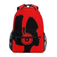 ALAZA Afro African American Woman Music Backpack Purse with Multiple Pockets Name Card Personalized Travel Laptop School Book Bag, Size S/16 inch