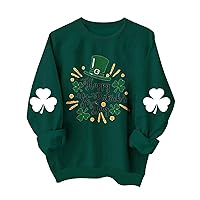 St. Patrick's Day Sweatshirt Womens Funny Shamrock Printed Clover Long Sleeve Casual Irish Letter Printed Graphic Pullover