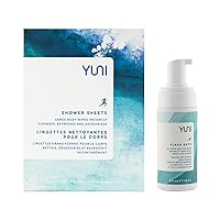 YUNI Beauty On-The-Go Showerless Set - Peppermint Citrus Shower Sheets + Flash Bath