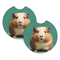 Cute and Weird Hamster Print Car Cup Holder Coaster 2 Pcs Car Coasters with A Finger Notch Absorbent Rubber Car Coffee Cup Pad Universal Auto Anti Slip Car Cup Mat 2.7