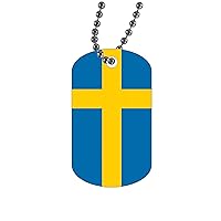 Rogue River Tactical Sweden Swedish Flag Military Style Dog Tag Pendant Jewelry Necklace Nordic Cross