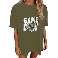 Shirts for Women Graphic Tees Y2K Women's Casual and Fashionable Colorful Interesting Baseball Print Crew Neck