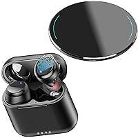 TOZO T6 Wireless Earbuds Bluetooth 5.3 Headphones, Ergonomic Design in-Ear Headset W1 Wireless Charger, 10W Qi-Certified Fast Charging Pad