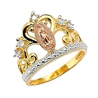 14k Gold Guadalupe Crown CZ Cubic Zirconia Simulated Diamond Ring Size 7 Jewelry for Women