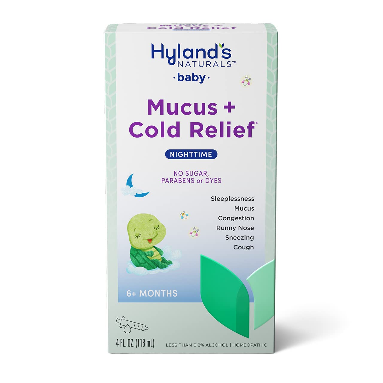 Hyland’s Naturals Baby Mucus and Cold Relief, Nighttime Baby Cold Medicine, Infant Cold and Cough Remedy, Decongestant, 4 Fluid Ounce