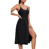 Athletic Dress with Built in Shorts & Bra Adjustable Straps Workout Dress for Tennis Golf Midi Dresses for Women