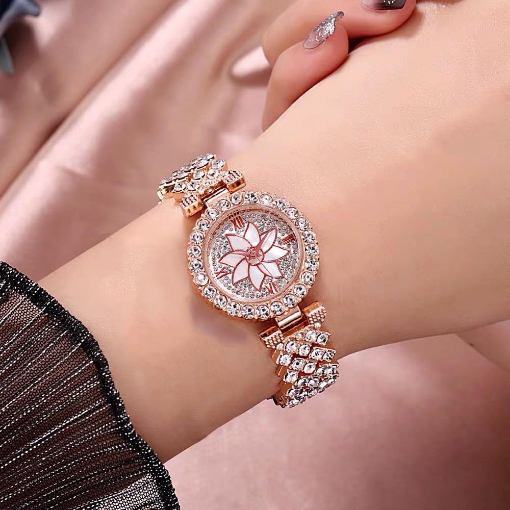 Elegant Watch and Crystal Bangle Bracelet Set for Women