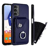 Compatible with Samsung Galaxy A55 5G Case with Card Slots for Men with 360°Rotation Ring Stand Wallet Leather Phone Case Shockproof Protective Case for Samsung Galaxy A55 5G Blue YBK