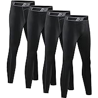4 Pack Youth Boy’s Compression Pants Leggings Tights Athletic Base Layer Under Pants Gear for Football Sports
