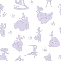 Disney 100th Anniversary Princesses Purple Peel and Stick Wallpaper, RMK12668RL