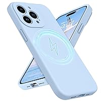GUAGUA for iPhone 15 Pro Case 6.1 Inch Liquid Silicone Compatible with MagSafe Soft Rubber Slim Microfiber Lining Cushion Cover Shockproof Protective Anti Scratch Case for iPhone 15 Pro, Light Blue