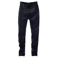Infinity Mens Leather Classic Motorcycle Biker Trousers Jeans Pants