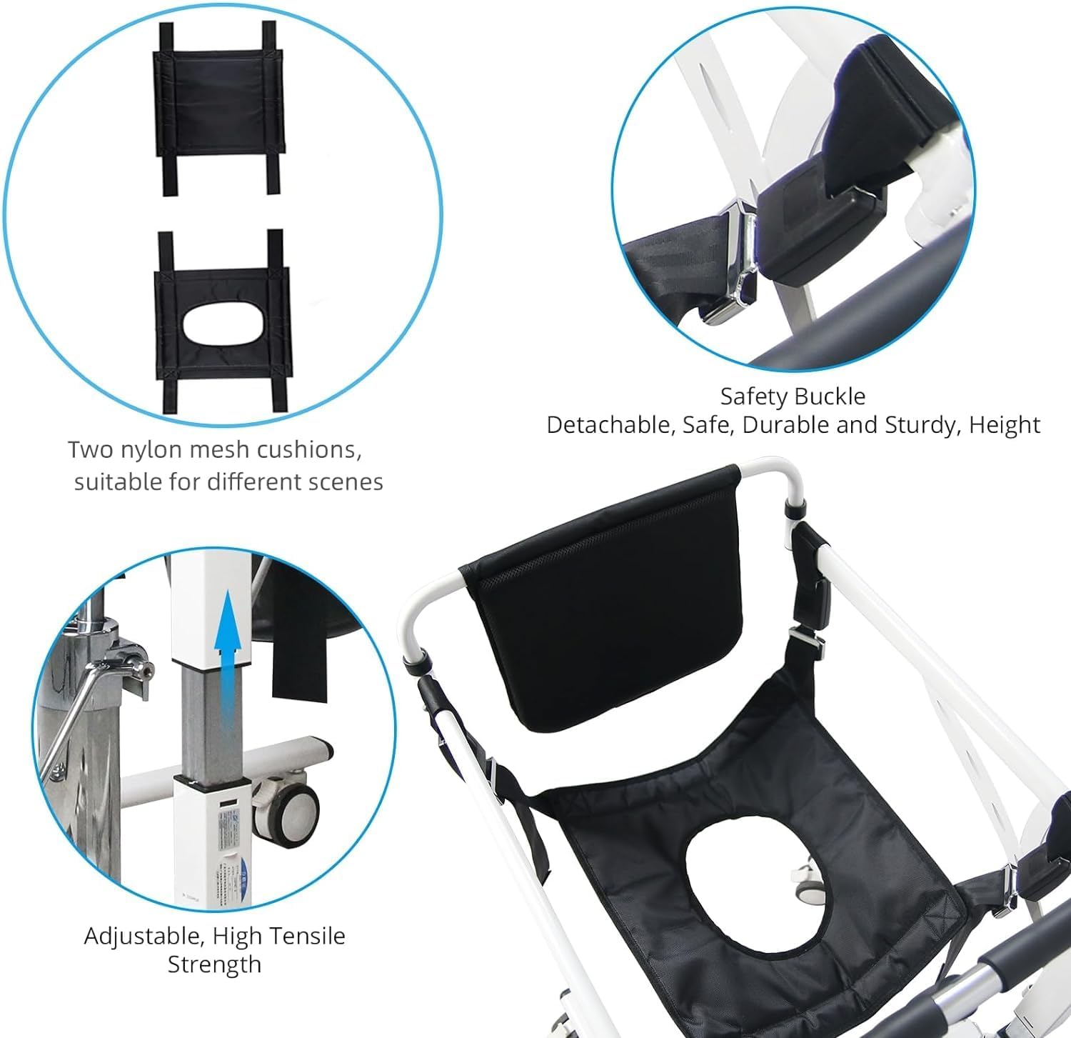 Patient Lift Transfer Chair,KIMORE Hoyer Lifts for Home Use,Hydraulic Patient Lift Transfer Chair, Bathroom Wheelchair with 180° Split Seat and Potty, Portable Elderly Lift aid Bedside Commode Chair