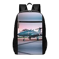 Aircraft Print Simple Sports Backpack, Unisex Lightweight Casual Backpack, 17 Inches