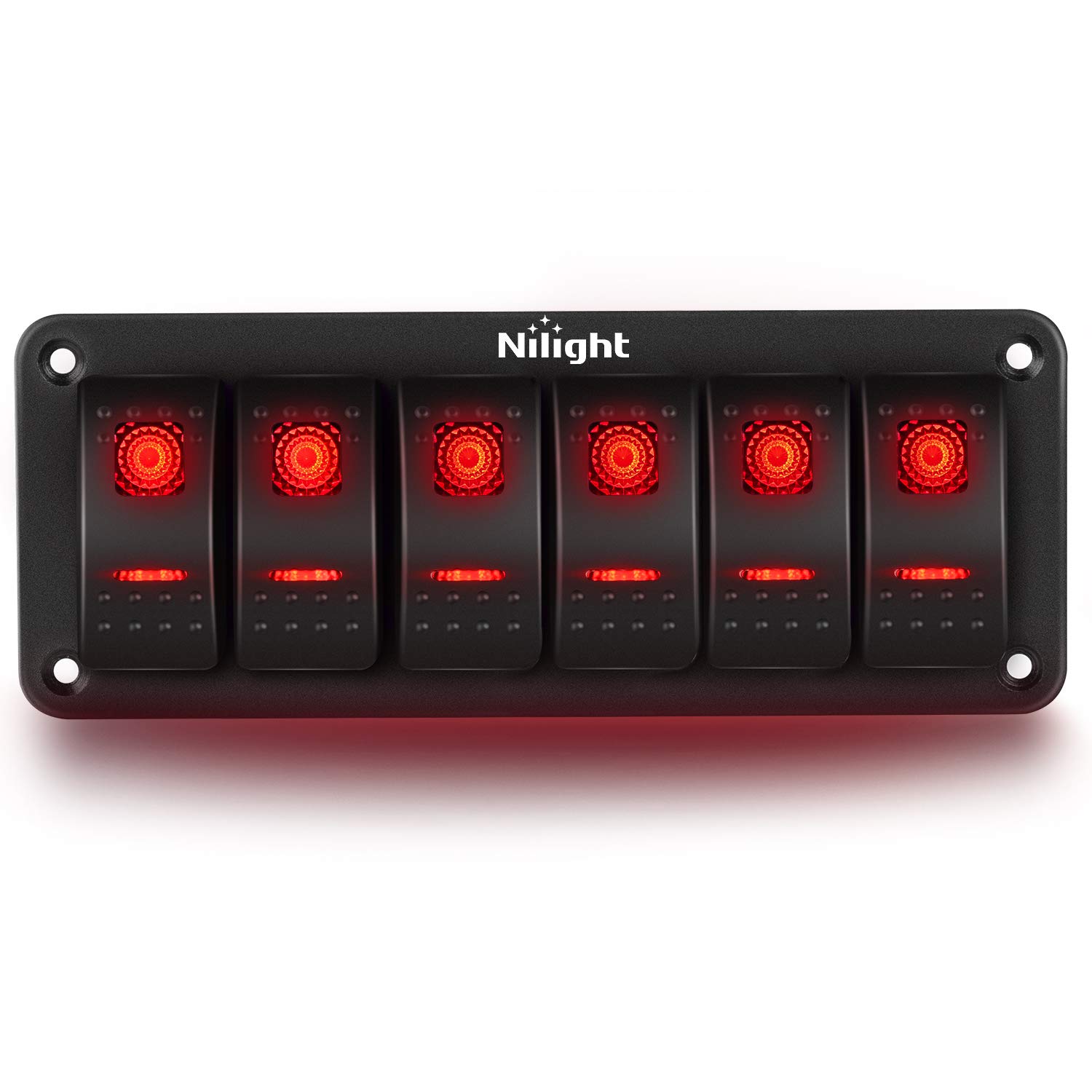 Mua Nilight Gang Rocker Switch Panel 5Pin On Off Toggle Switch Aluminum  Holder 12V 24V Dash Pre-Wired Red Backlit Switches for Automotive Cars  Marine Boats RVs Truck, Years Warranty trên