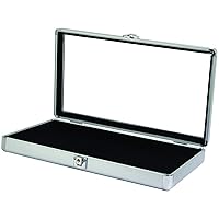 888 Display USA - Silver Aluminum Jewelry Case with Glass Top and Lock (Silver)