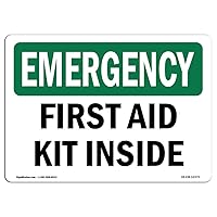 OSHA Emergency Sign - First Aid Kit Inside | Vinyl Label Decal | Protect Your Business, Construction Site, Warehouse & Shop Area | Made in The USA