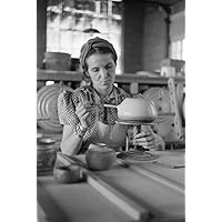 Pottery Making 1940 Na Woman Working At A Pottery Wheel Possibly At The Indian School In Pine Ridge South Dakota Photograph By John Vachon 1940 Poster Print by (24 x 36)