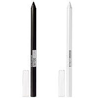 Tattoo Studio Sharpenable Gel Pencil Longwear Eyeliner Makeup Bundle, Includes 1 Polished White Eyeliner Pencil and Deep Onyx Eyeliner Pencil