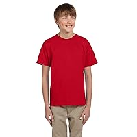 Youth Ribbed Collar Half-Sleeve T-Shirt_Fiery Red_XL