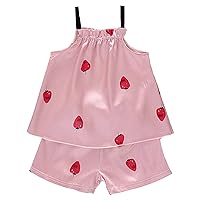 ACSUSS Baby Toddler Girls Satin Silk Cute Camis Top with Shorts Loungewear Summer Casual Outfit Set