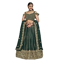 Designer Indian Georgette Golden Sequin Bride's maid Lehenga CHoli Dupatta WOman Wedding Ghagra Dress 2360