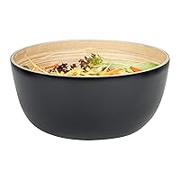 Restaurantware Bambuddha 30 oz Round Black Spun Bamboo Large Salad Bowl - 11