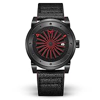 ZINVO Luxury Men’s Blade Wrist Watch - Premium Italian Leather Watch Band - 44mm Turbine Watch - Automatic Movement