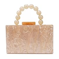 KUANG! Women Acrylic Clutch Purse Evening Bag Marbling Handbags Crossbody Bag with Pearl Chain for Banquet Party