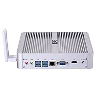 PARTAKER Fanless Mini PC, Powerful Mini Desktop Computer, Intel i5 8250U 8th Gen 4 Cores CPU, 4GB DDR4 Ram，128GB SSD,4096x2304, HDMI, LAN, VGA, 4xUSB 3.0, Windows 10 Pro