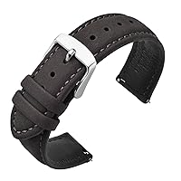 ANNEFIT 22mm Watch Band with Stainless Steel Silver Buckle, Vintage Nubuck Suede Soft Leather watch Strap with Quick Release (Dark Grey)