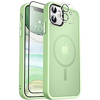 MOCCA Strong Magnetic for iPhone 11 Case,[Compatible with Magsafe][Glass Screen Protector+Camera Lens Protector] Slim Thin Shockproof Cover Case for iPhone 11 6.1 inch, Matcha