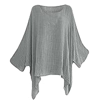 Women's Boat Neck and V Neck 3/4 Sleeve Draped Dolman Top Shirt Plus Size M-5XL