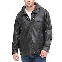 Levi's Men's Faux Leather Trucker Hoody with Sherpa Lining (Regular & Big & Tall Sizes)