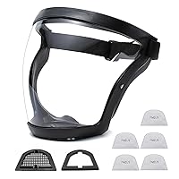Super Protective Face Mask Shield,Clear Anti-Fog Full Face Shield,Plastic Hd Transparent Safety Protectivefor Work,Grinding,Weed Whacking,Grass Cutting,with Replaceable Filters