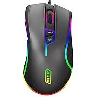 F300 RGB Wired Gaming Mouse 9 Programmable Buttons 5000 DPI Adjustable 16.8 Million Chroma RGB Color Backlit Optical Game Mouse for Gamer (Black)