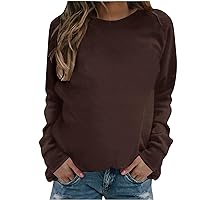 Solid Sweatshirts for Women 2023 Simple Crewneck Long Sleeve Shirts Tunic Tops Casual Loose Pullover Tops Sweatshirt