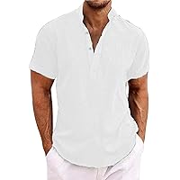 Mens Solid Polo Shirts Slim Fit Stretch Casual Henley Shirts Short Sleeve Summer Stylish Tees Regular Fit Office Work T-Shirt